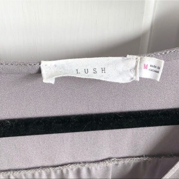 Lush Grey Silk Womens Blouse Bell Sleeve Medium - Picture 5 of 5